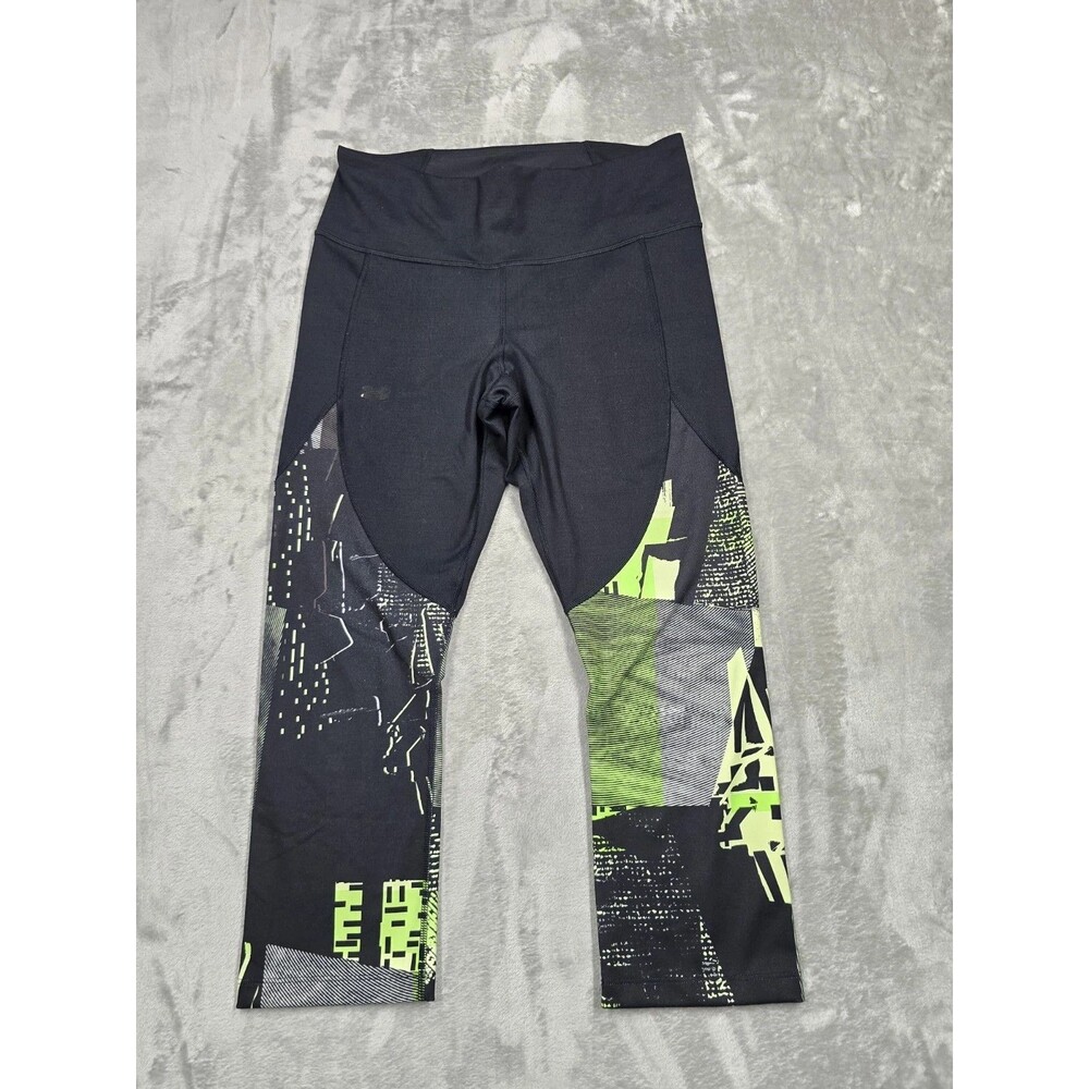 Under Armour HeatGear Women's Size Medium Black Green Graphic Capri Leggings